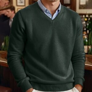 Men's Classic Crewneck Sweater in Forest Green Bedetta XXL wool